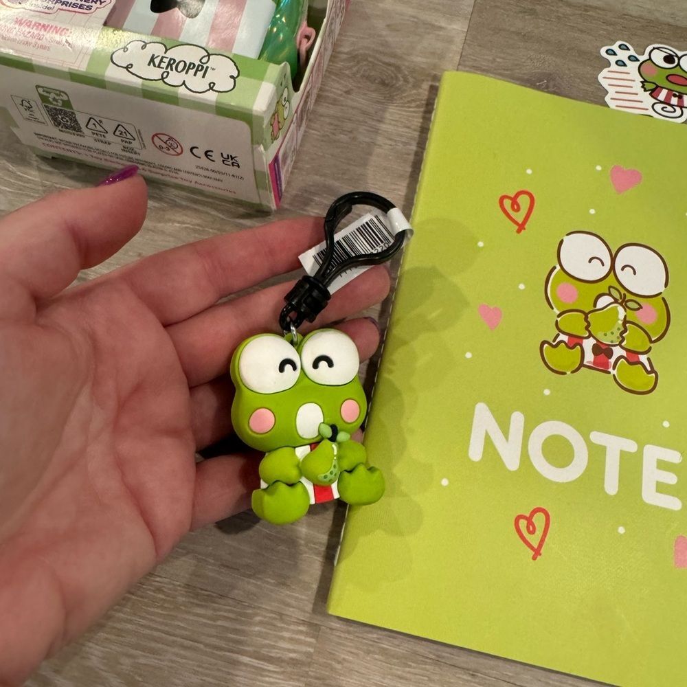 Sanrio Keroppi: Mini Bag with Stationary Set, Bag Charm, Notebook, Stickers NEW - Picture 5 of 7